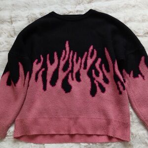 Pink and Black Flame Sweater